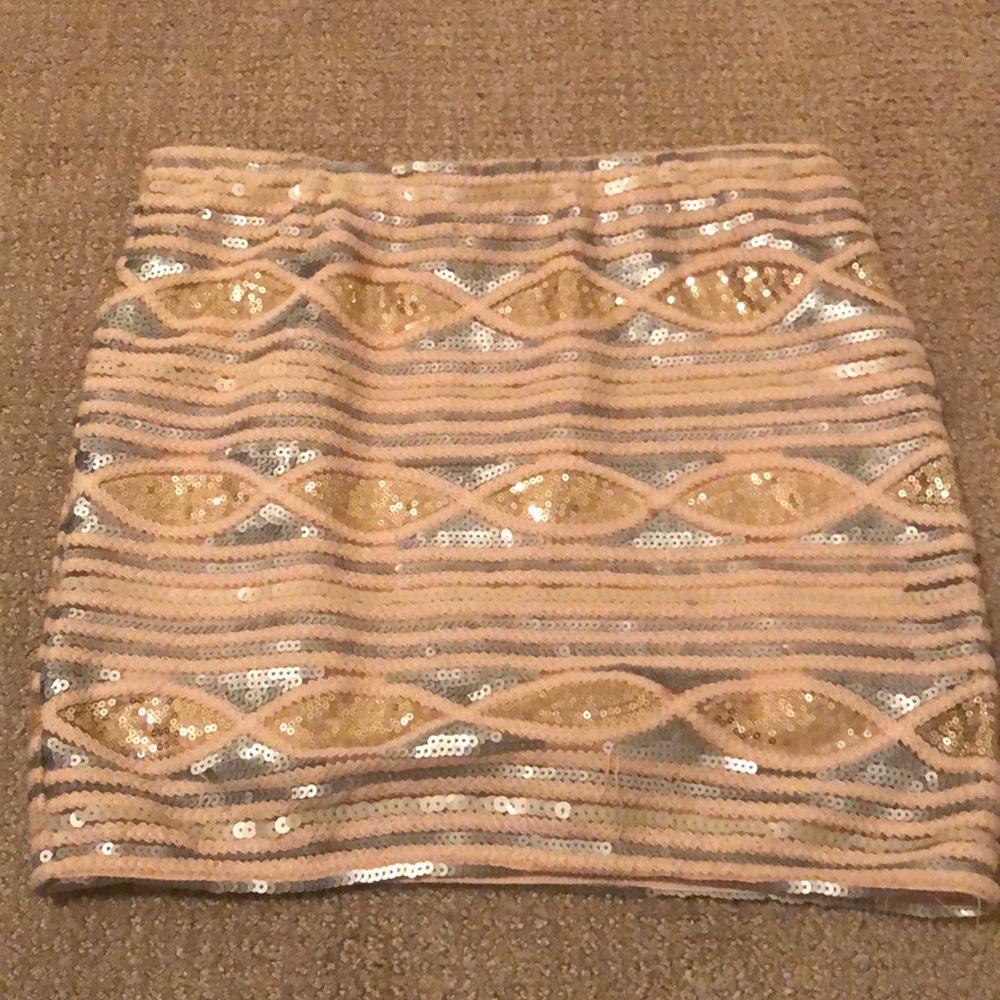 Sequined English Rose skirt.
